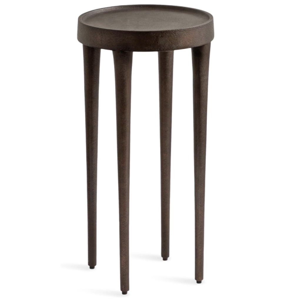 Kate and Laurel Rava Modern Metal Round Drink Table, Bronze, Cast Aluminum Accent Table